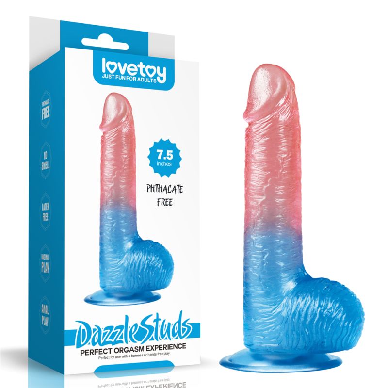 Lovetoy Dazzle Studs Suction Cup Realistic Dildo Pink/Blue Realistic Dildos