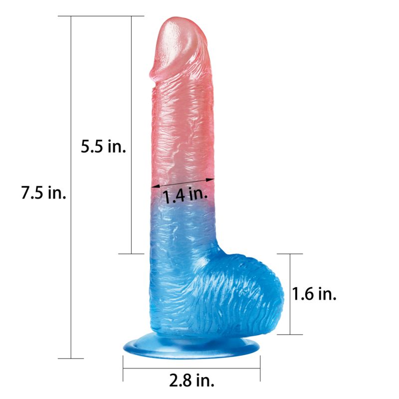 Lovetoy Dazzle Studs Suction Cup Realistic Dildo Pink/Blue Realistic Dildos