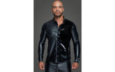 Noir Handmade Powerwetlook PVC Long Sleeved Mens Shirt With Button Placket His Fetish