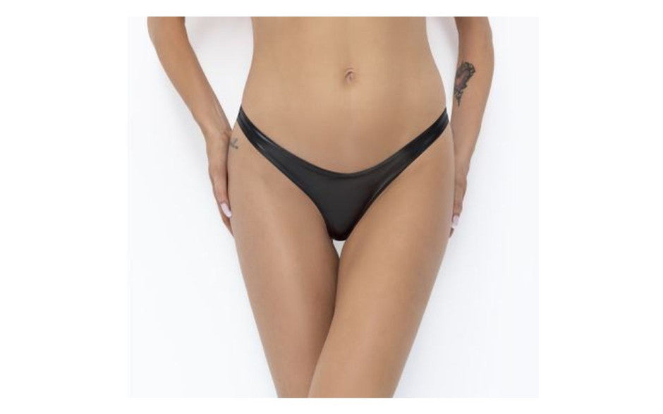 Noir Handmade Power Wetlook Womens Thong Black Her Fetish