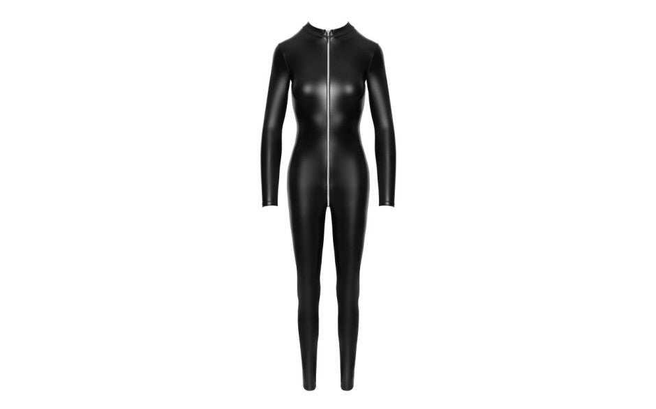 Noir Handmade Power Wetlook Womens Catsuit With Front Zipper Her Fetish