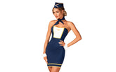 Obsessive 4 Piece Sexy Womens Stewardess Uniform Blue Fancy Dress Ups