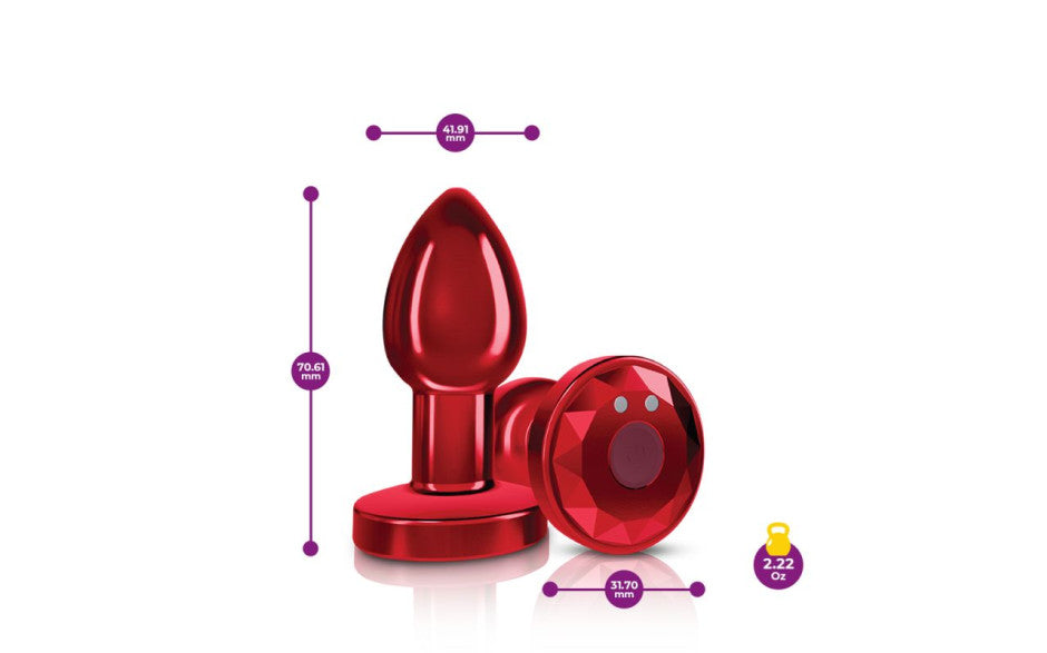 Cheeky Charms Red Rechargeable Vibrating Metal Butt Plug With Remote Butt Plugs