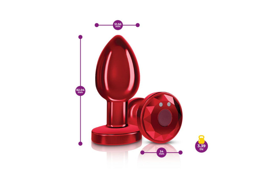 Cheeky Charms Red Rechargeable Vibrating Metal Butt Plug With Remote Butt Plugs
