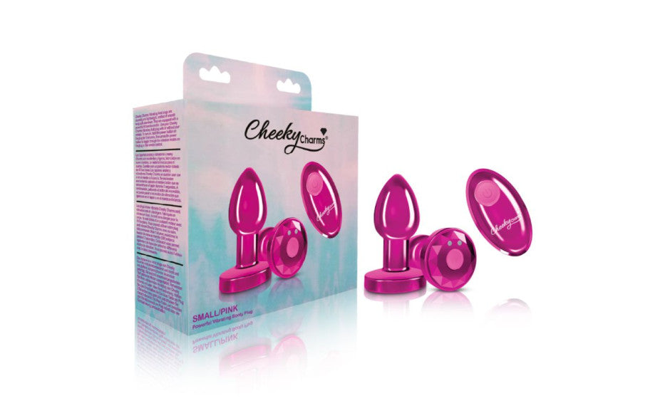 Cheeky Charms Pink Rechargeable Vibrating Metal Butt Plug With Remote Butt Plugs