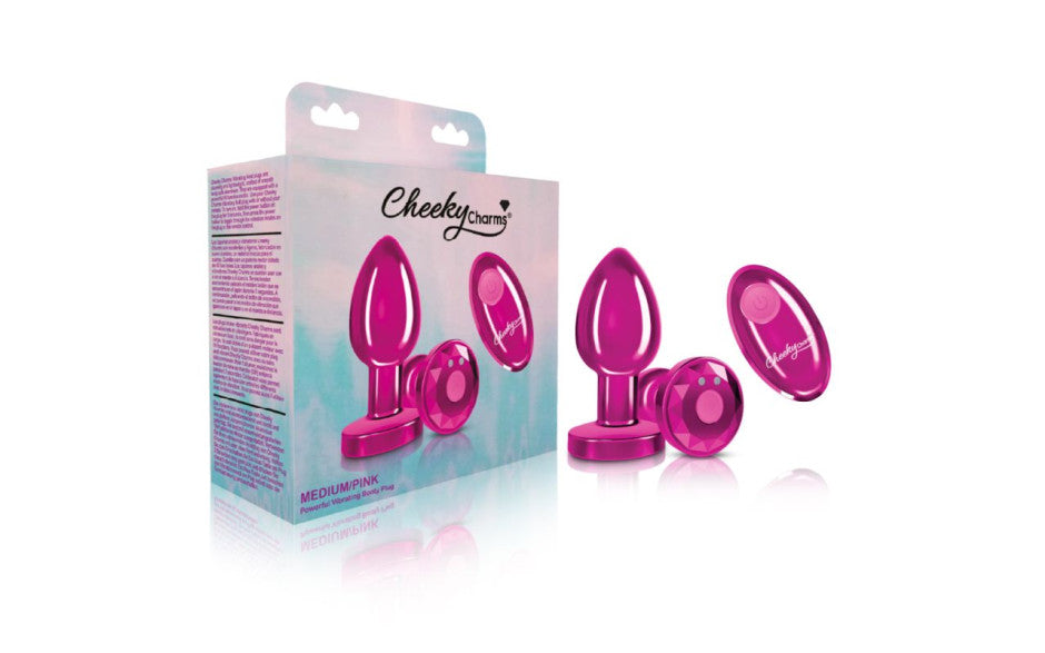 Cheeky Charms Pink Rechargeable Vibrating Metal Butt Plug With Remote Butt Plugs