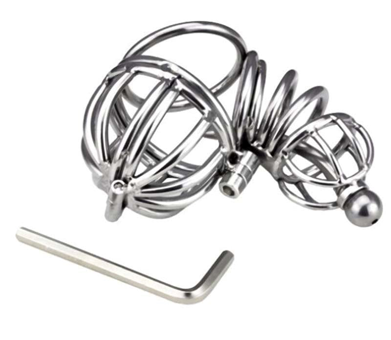 Ultimate Cock and Ball Cage Short with Urethral Sound Male Chastity