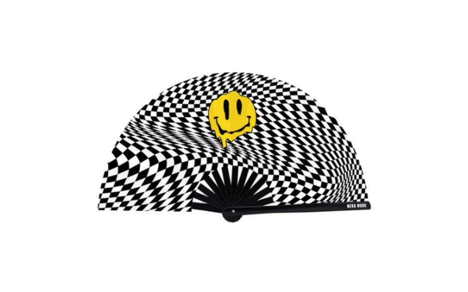 Neva Nude Trippy Checkers Melty Face Blacklight Folding Fan Fancy Dress Ups