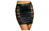 Axami Lingerie Stretch Wetlook Mesh Criss Cross Women Skirt Black Her Fetish