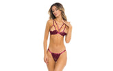 Rene Rofe I Like It Rough Women Sexy Bra and Panty Set Burgundy Bras and Bra Sets