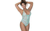 Exposed Lingerie Mesh and Lace Sexy Womens Teddy Turquoise Teddies and Bodysuits