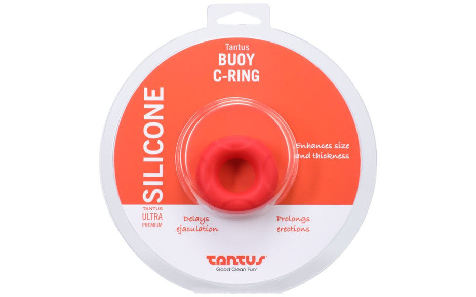 Tantus Buoy Stretchy Silicone Mens Cock Ring Medium Crimson Stretchy Cock Rings