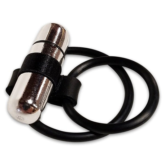 Vibrating Dual Nitrile C Ring with Bullet Black {% if variant != 'Default Title' and variant != blank %} {% endif %} Vibrating Cock Rings