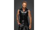 Noir Handmade Mens Snake Wetlook Sleeveless Zip-up Top with Sheer Hood His Fetish