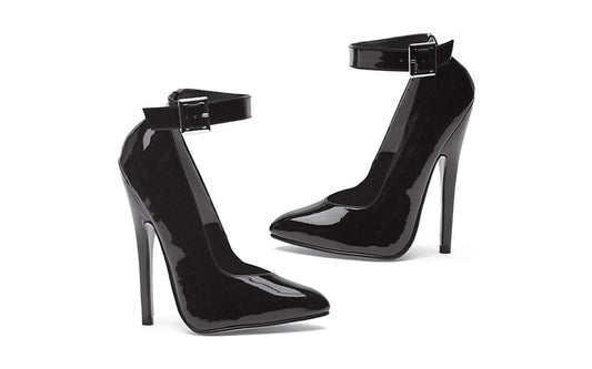 Ellie Shoes 6 Inch Fetish Pump With Ankle Strap Black Womens Footwear