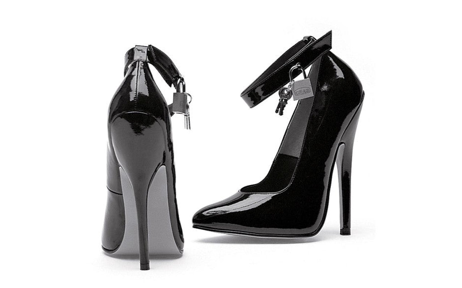 Ellie Shoes 6 Inch Fetish Pump With Lock and Key Black Womens Footwear