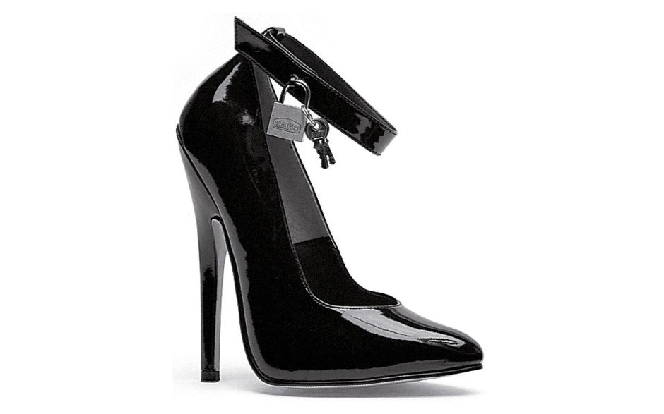 Ellie Shoes 6 Inch Fetish Pump With Lock and Key Black Womens Footwear