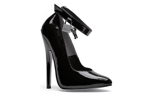 Ellie Shoes 6 Inch Fetish Pump With Lock and Key Black Womens Footwear