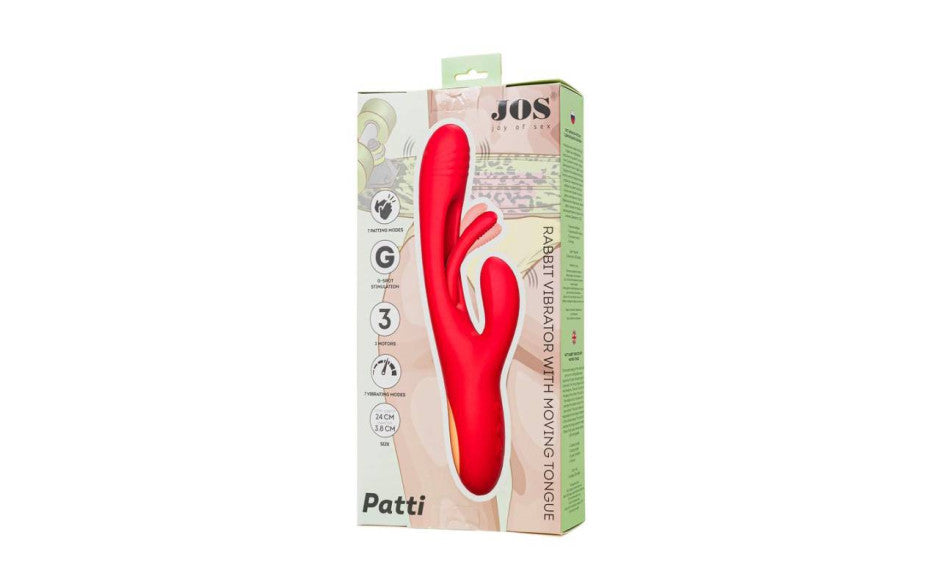 JOS Patti Moving Tongue Multi Function Rabbit Vibrator Red Rabbit Vibrators