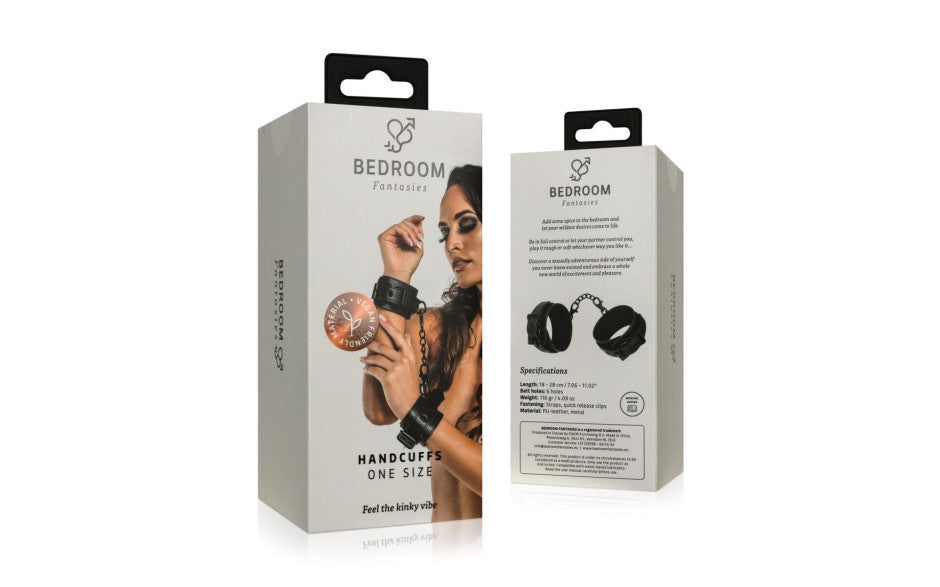 Bedroom Fantasies Faux Leather BDSM Play Handcuffs Black Cuffs And Restraints