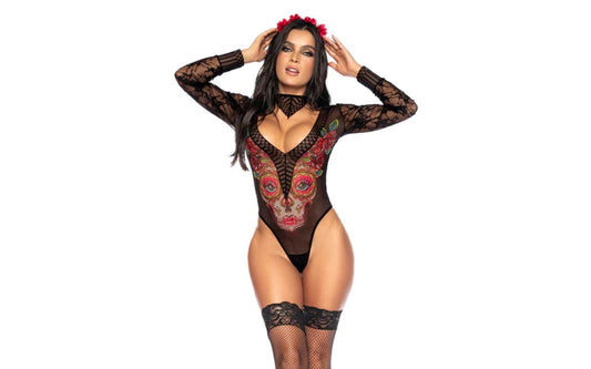 Mapale Catrina Mesh and Floral Lace Woman Bodysuit - Teddies and Bodysuits