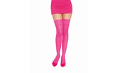Dreamgirl Womens Thigh High Silicone Stockings Neon Pink Hosiery