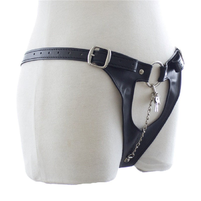 Womens Leather Chastity Thong Male Chastity