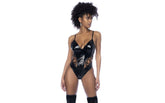 Mapale Wet Look Vinyl Bodysuit With Lace-up Eyelet Details Black Her Fetish