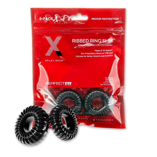 Xplay Ribbed Ring Slim Pack - Cock Rings