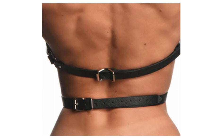 Strict Faux Leather Female Sexy Body Harness Black Cuffs And Restraints