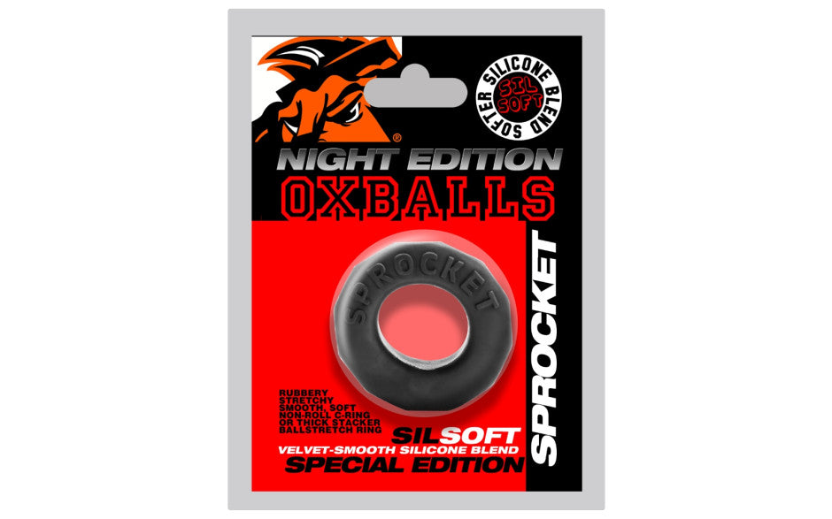 OxBalls Sprocket Comfort No Roll Stretchy Cock Ring Night Edition Stretchy Cock Rings