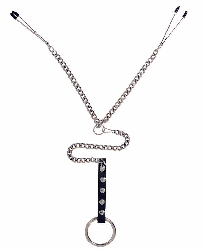 Y-Style Adjustable Tweezer Clamps With Cock Ring Ball and Cock Toys