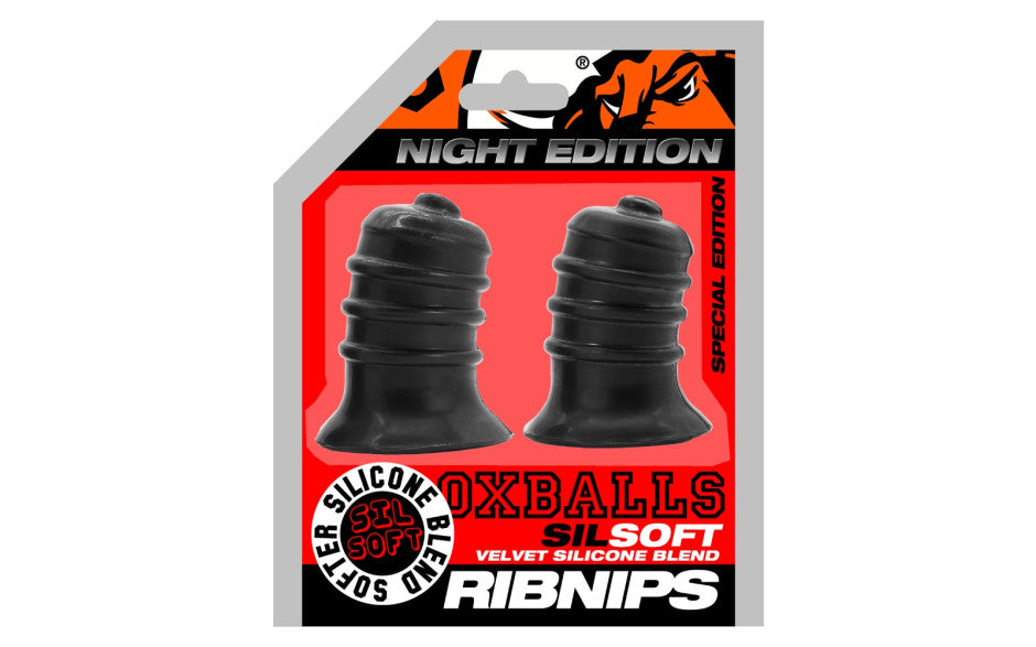 OxBalls Ribnibs Curved Springy Ribbed Nipple Suckers Night Edition Nipple and Clit Clamps