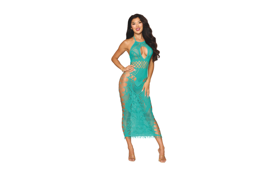Dreamgirl Body Stocking Halter Gown Agate OS Kimono's and Gowns