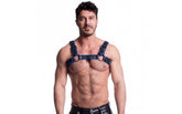 Sport Fucker Vegan Bulldog Bondage Harness Black and Blue Cuffs And Restraints