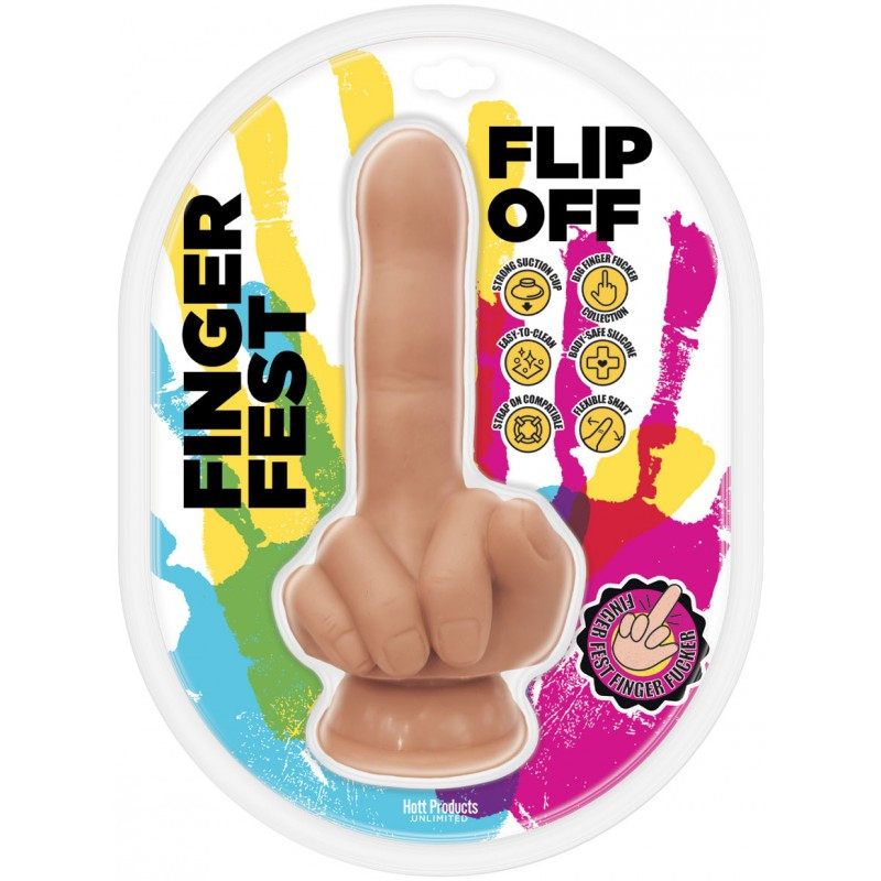 Hott Products Finger Fest Flip Off Realistic Dildo Flesh Realistic Dildos