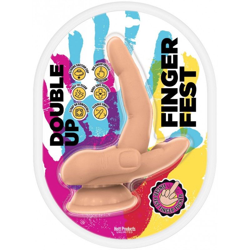 Hott Products Finger Fest Double Up Realistic Dildo Flesh Realistic Dildos