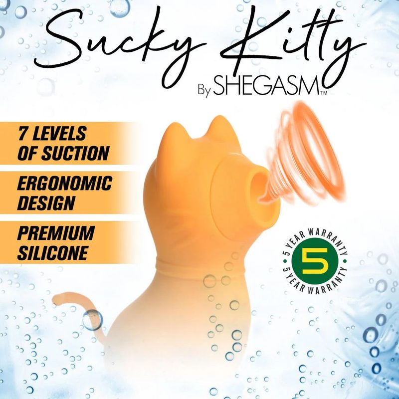 Shegasm Sucky Kitty 7X Clitoral Stimulator Orange Clit Ticklers and Pulsators