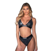 Playboy Disco Fever 2 Piece Bra and Panty Set Black Bras and Bra Sets