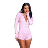 Playboy Slumber Bunny Sexy Womens Romper Pink Teddies and Bodysuits