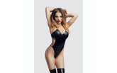 Glossy Reina Sexy Womens Wetlook Bodysuit Black Her Fetish