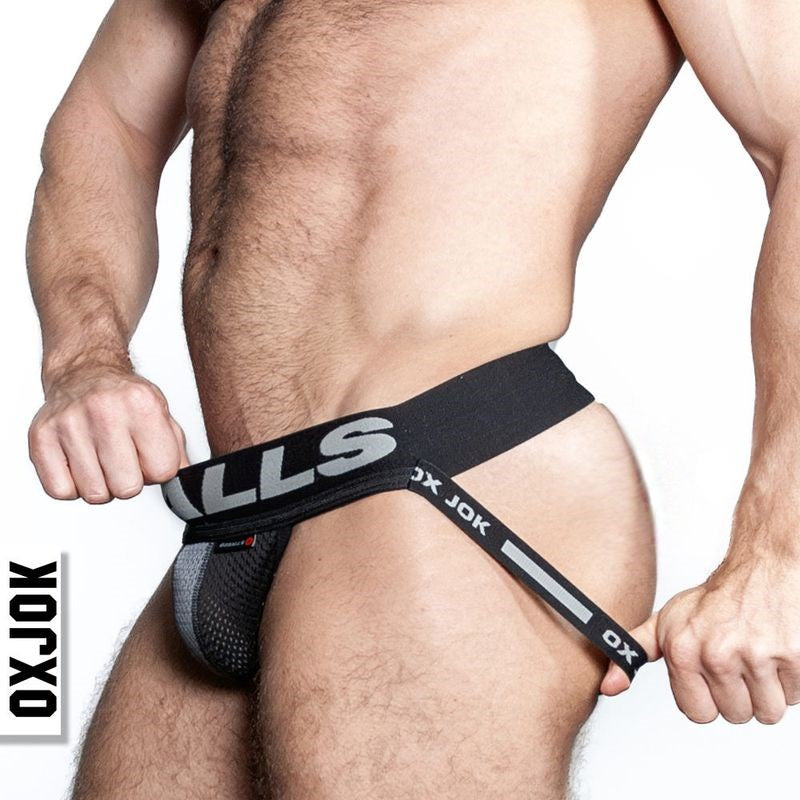 Oxballs Airmesh Swagger Sexy Mens Jockstrap Tar Black Jocks and G-Strings