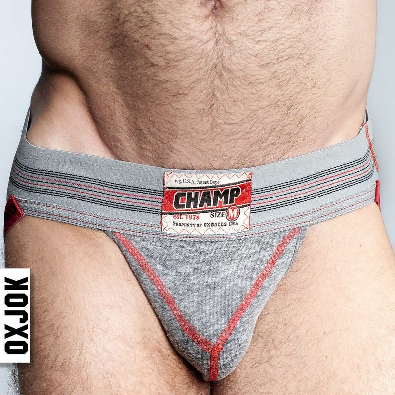 Oxballs Champ Vintage Male Jockstrap Gray Heather Medium Jocks and G-Strings