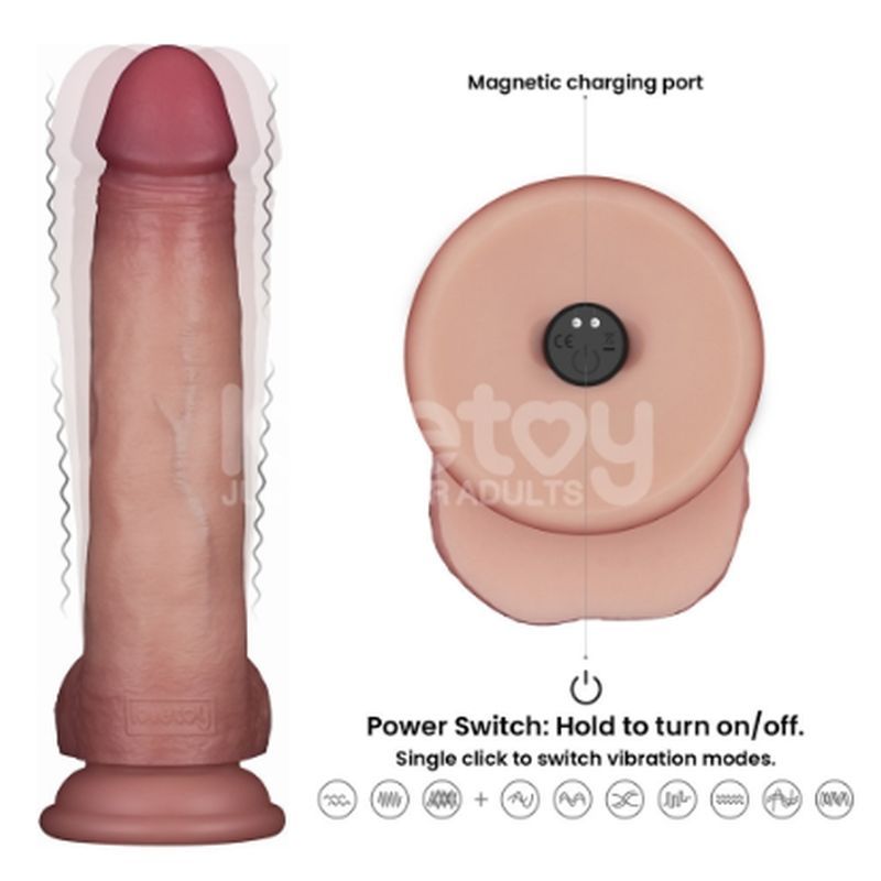 Lovetoy Vibrating Sliding Skin Pro II Silicone Dong Vibrating Dildos