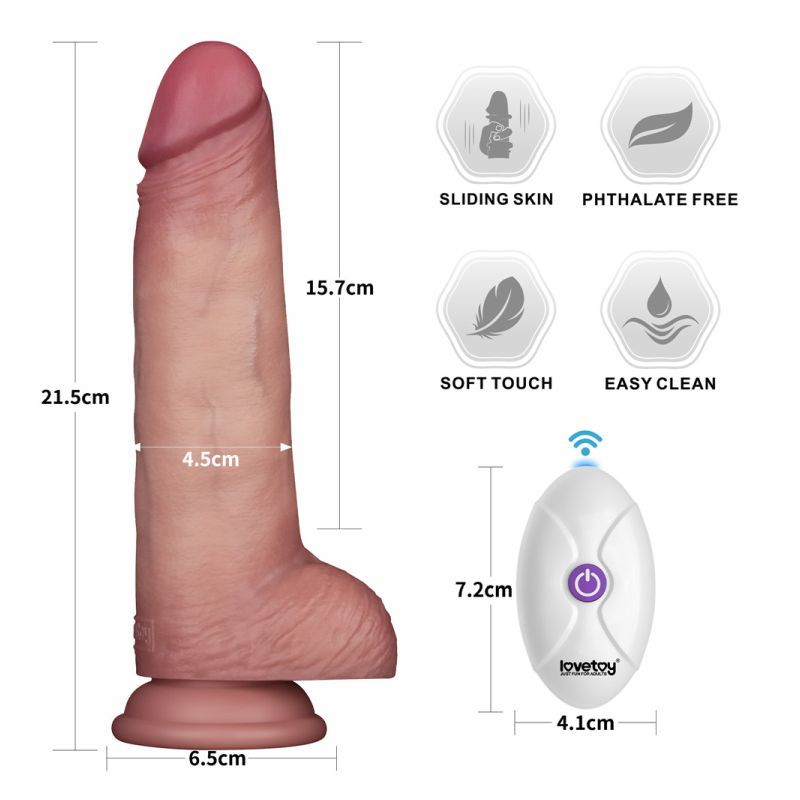 Lovetoy Vibrating Sliding Skin Pro II Silicone Dong Vibrating Dildos