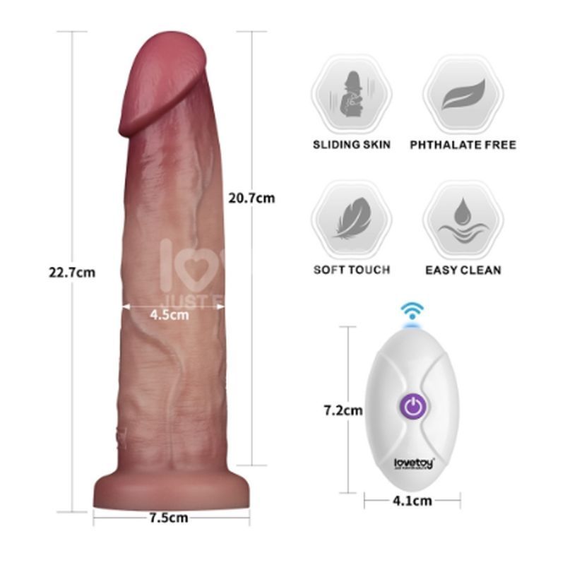 Lovetoy Vibrating Sliding Skin Pro II Silicone Dong Vibrating Dildos