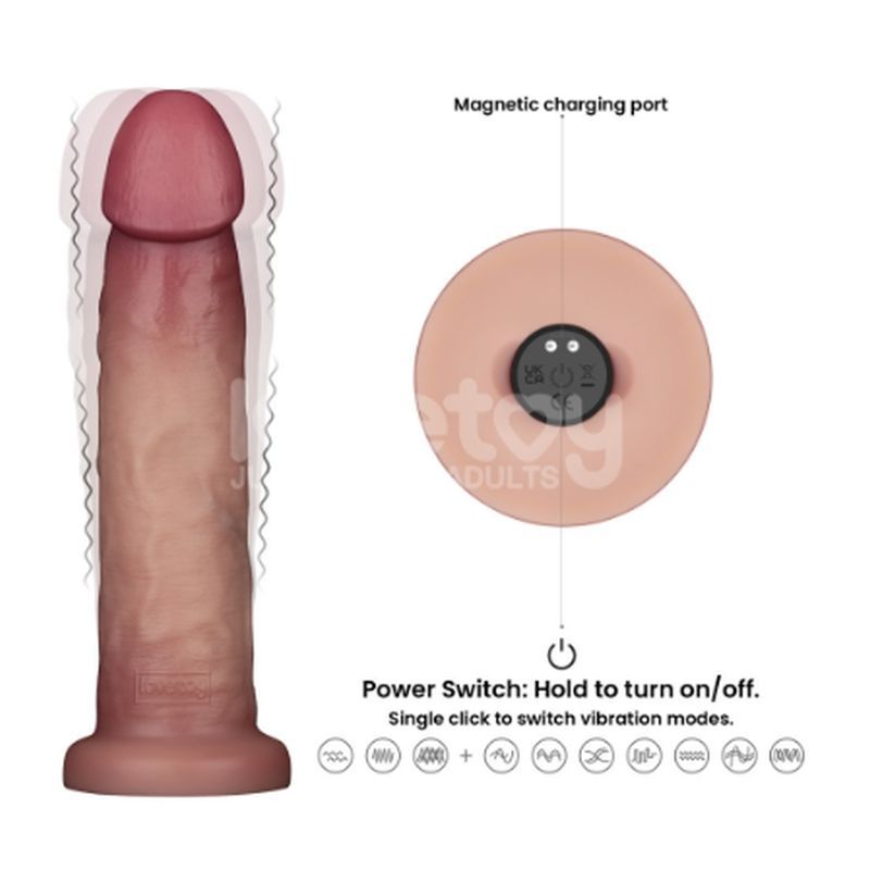 Lovetoy Vibrating Sliding Skin Pro II Silicone Dong Vibrating Dildos