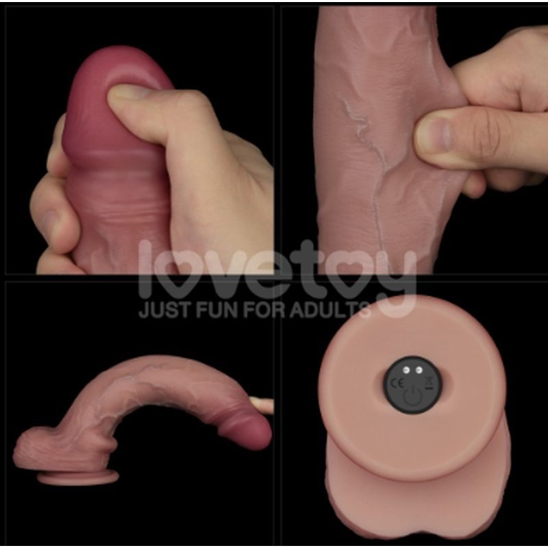 Lovetoy Vibrating Sliding Skin Pro II Silicone Dong Vibrating Dildos