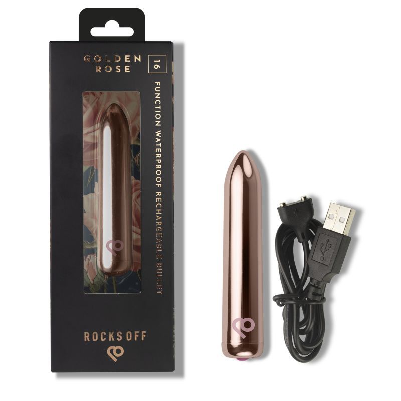 Rocks Off Golden Rose Rechargeable Bullet Vibrator Bullet Vibrators
