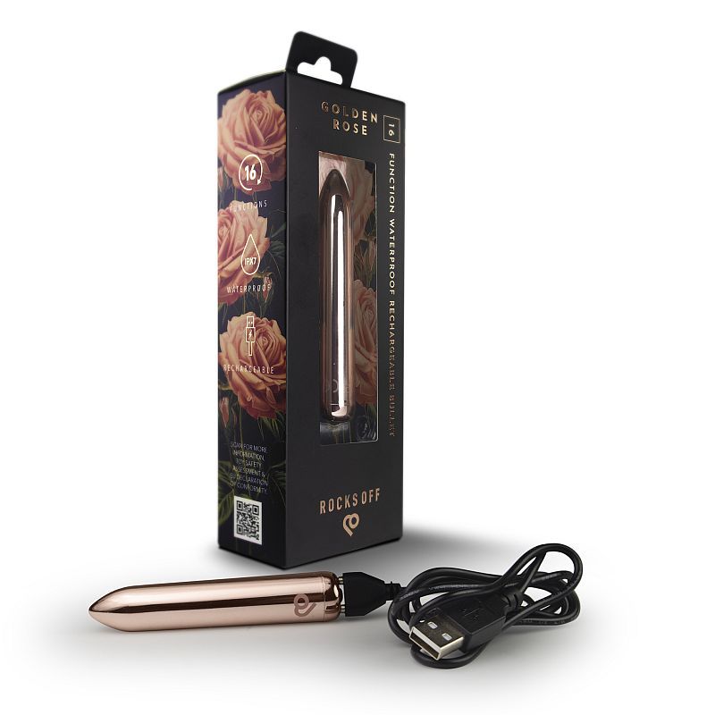 Rocks Off Golden Rose Rechargeable Bullet Vibrator Bullet Vibrators